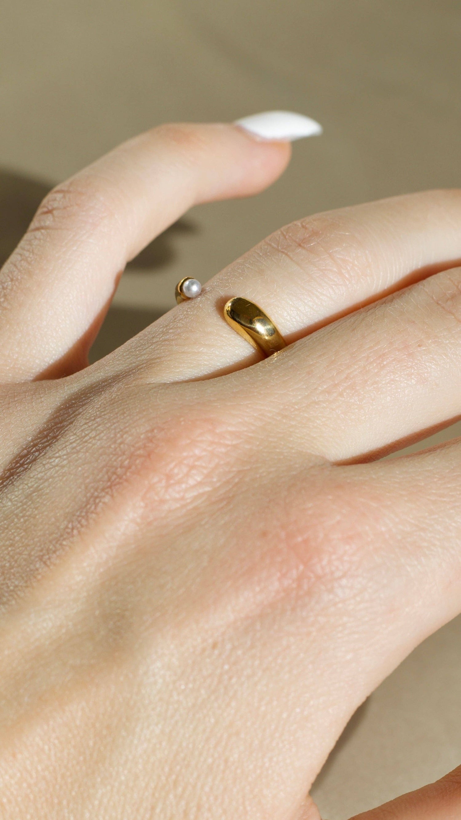 The Coco Open Gold Pearl Ring