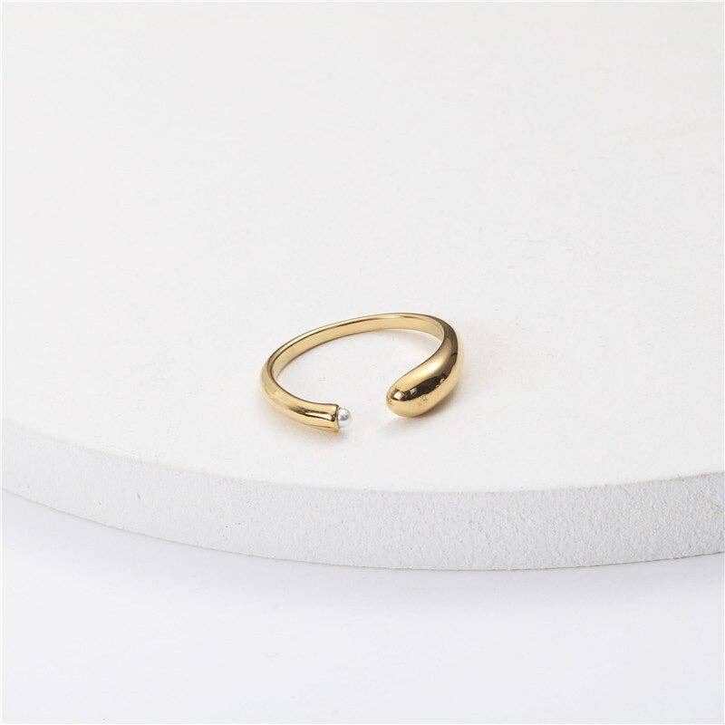 The Coco Open Gold Pearl Ring