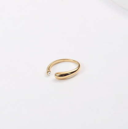 The Coco Open Gold Pearl Ring